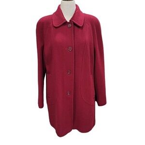 Vintage East 5th wool, red pea coat with shoulder pads 75% wool button down L